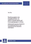 Rechtsvergleich Der Inhaltskontrolle Von Agb in Deutschland Und Formularklauseln in China cover