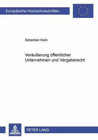 Veraeußerung Oeffentlicher Unternehmen Und Vergaberecht cover