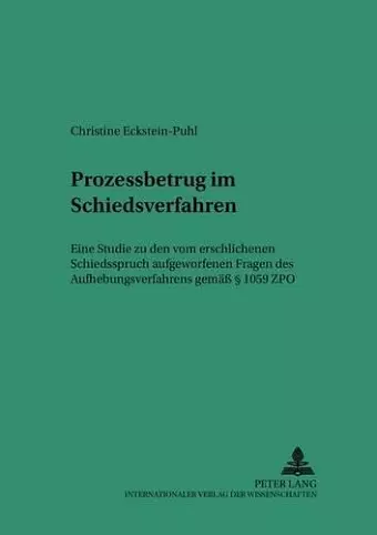 Prozessbetrug Im Schiedsverfahren cover