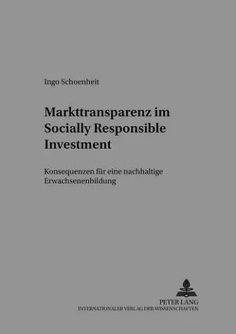 Markttransparenz Im Socially Responsible Investment cover