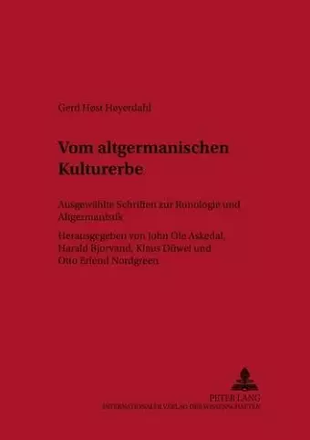 Vom Altgermanischen Kulturerbe cover