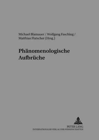 Phaenomenologische Aufbrueche cover