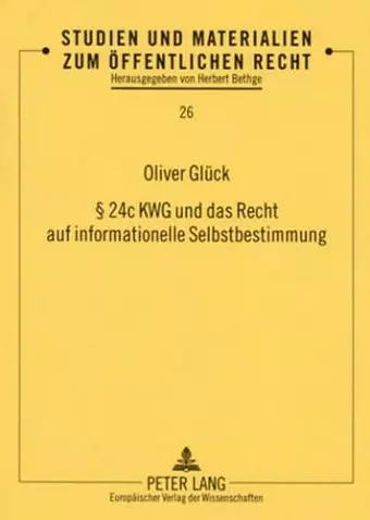 § 24c Kwg Und Das Recht Auf Informationelle Selbstbestimmung cover