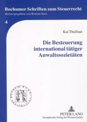 Die Besteuerung International Taetiger Anwaltssozietaeten cover