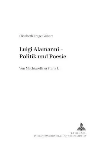 Luigi Alamanni - Politik Und Poesie cover