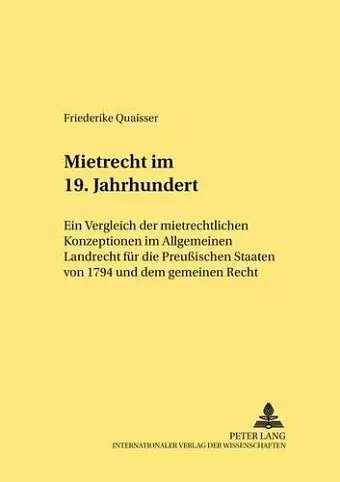 Mietrecht Im 19. Jahrhundert cover