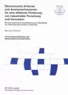 Oekonomische Kriterien Und Anreizmechanismen Fuer Eine Effiziente Foerderung Von Industrieller Forschung Und Innovation cover