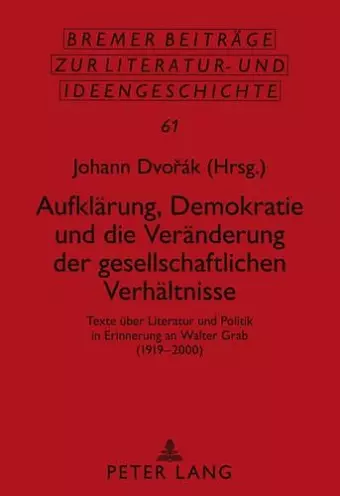 Aufklaerung, Demokratie Und Die Veraenderung Der Gesellschaftlichen Verhaeltnisse cover