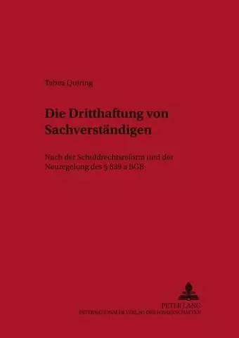 Die Dritthaftung Von Sachverstaendigen cover