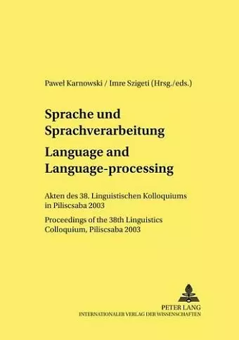 Sprache Und Sprachverarbeitung / Language and Language-Processing cover