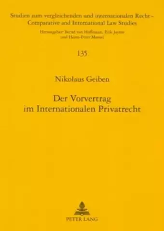 Der Vorvertrag Im Internationalen Privatrecht cover