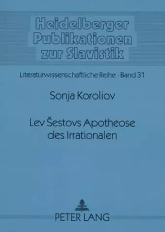 Lev Sestovs Apotheose Des Irrationalen cover