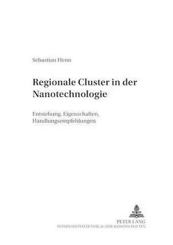 Regionale Cluster in Der Nanotechnologie cover