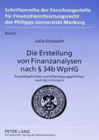 Die Erstellung Von Finanzanalysen Nach § 34b Wphg cover