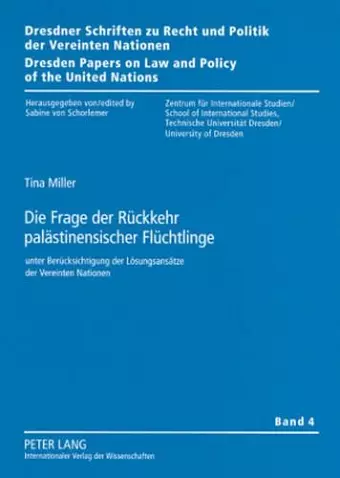 Die Frage Der Rueckkehr Palaestinensischer Fluechtlinge cover