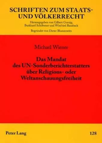 Das Mandat Des Un-Sonderberichterstatters Ueber Religions- Oder Weltanschauungsfreiheit cover