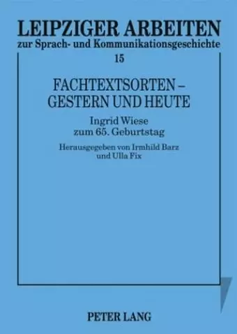 Fachtextsorten - Gestern Und Heute cover