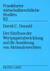 Der Einfluss Der Wertpapierabwicklung Auf Die Ausuebung Von Aktionaersrechten cover