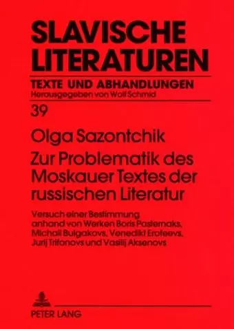 Zur Problematik Des Moskauer Textes Der Russischen Literatur cover