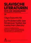 Zur Problematik Des Moskauer Textes Der Russischen Literatur cover