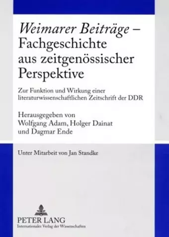 «Weimarer Beitraege» - Fachgeschichte Aus Zeitgenoessischer Perspektive cover