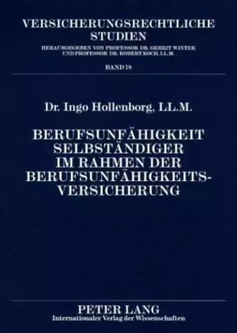 Berufsunfaehigkeit Selbstaendiger Im Rahmen Der Berufsunfaehigkeitsversicherung cover