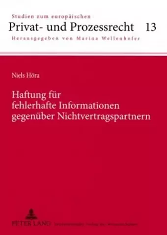 Haftung Fuer Fehlerhafte Informationen Gegenueber Nichtvertragspartnern cover