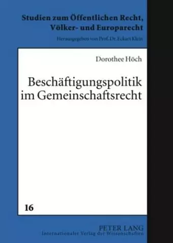 Beschaeftigungspolitik Im Gemeinschaftsrecht cover