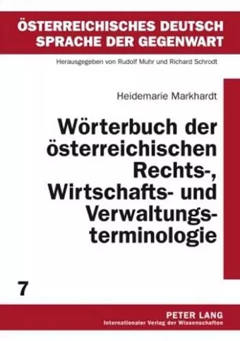 Woerterbuch Der Oesterreichischen Rechts-, Wirtschafts- Und Verwaltungsterminologie cover