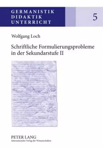 Schriftliche Formulierungsprobleme in Der Sekundarstufe II cover