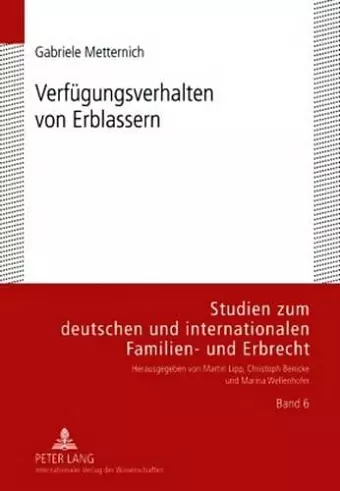Verfuegungsverhalten Von Erblassern cover