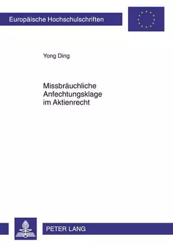 Missbraeuchliche Anfechtungsklage Im Aktienrecht cover
