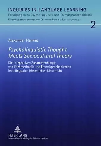 Psycholinguistic Thought Meets Sociocultural Theory cover