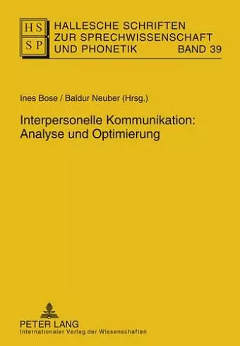 Interpersonelle Kommunikation: Analyse Und Optimierung cover