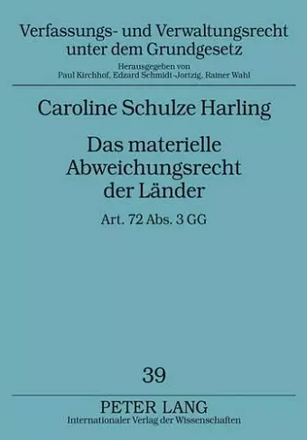 Das Materielle Abweichungsrecht Der Laender cover