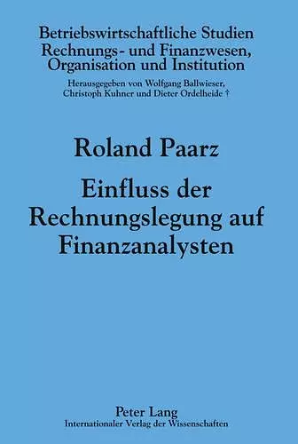 Einfluss Der Rechnungslegung Auf Finanzanalysten cover