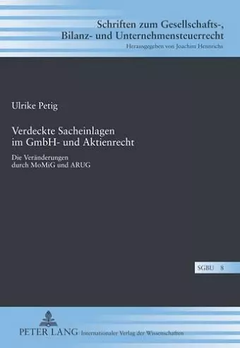 Verdeckte Sacheinlagen Im Gmbh- Und Aktienrecht cover