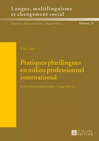 Pratiques Plurilingues En Milieu Professionnel International cover