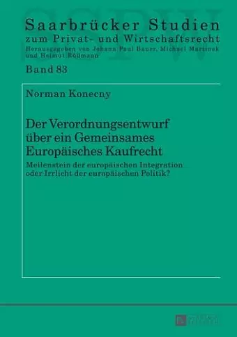 Der Verordnungsentwurf Ueber Ein Gemeinsames Europaeisches Kaufrecht cover