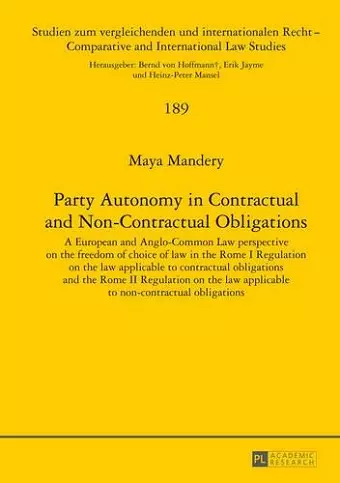 Party Autonomy in Contractual and Non-Contractual Obligations cover