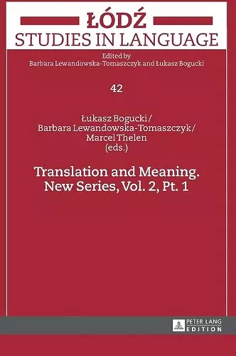 Translation and Meaning. New Series, Vol. 2, Pt. 1 cover