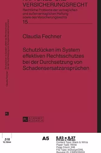 Schutzluecken im System effektiven Rechtsschutzes bei der Durchsetzung von Schadensersatzanspruechen cover