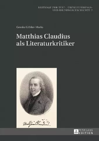 Matthias Claudius ALS Literaturkritiker cover