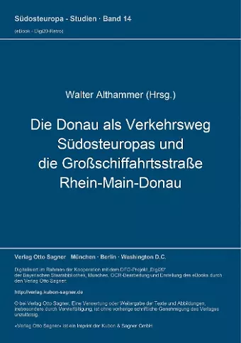 Die Donau ALS Verkehrsweg Suedosteuropas Und Die Großschiffahrtsstraße Rhein-Main-Donau cover