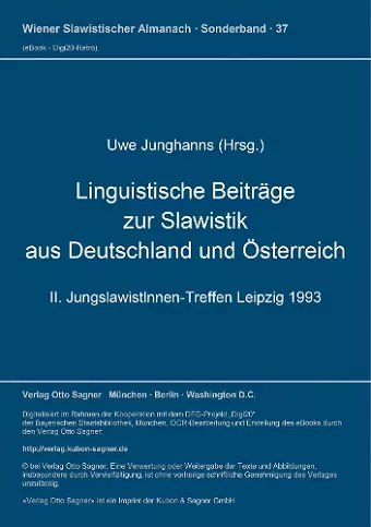 Linguistische Beitraege Zur Slawistik Aus Deutschland Und Oesterreich cover