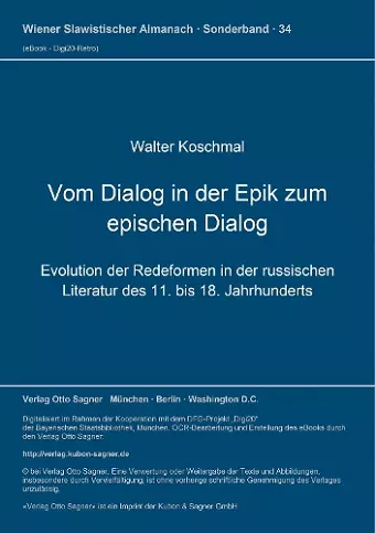 Vom Dialog in Der Epik Zum Epischen Dialog cover