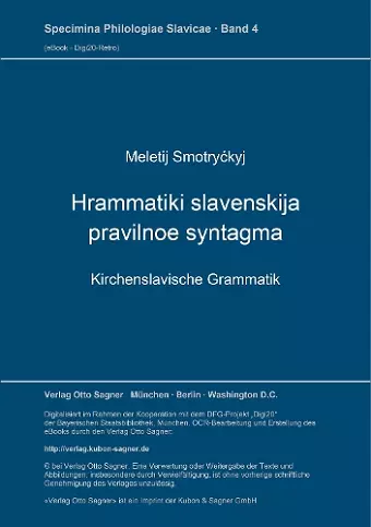 Hrammatiki Slavenskija Pravilnoe Syntagma. Kirchenslavische Grammatik cover