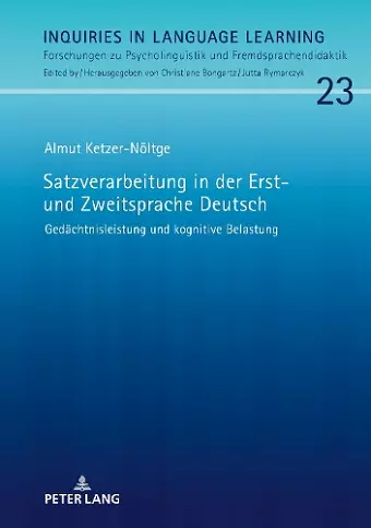 Satzverarbeitung in Der Erst- Und Zweitsprache Deutsch cover