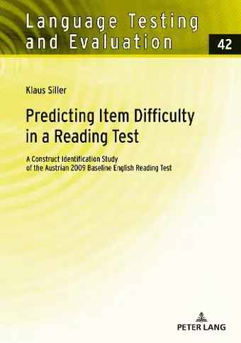 Predicting Item Difficulty in a Reading Test cover