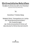 Related Party Transactions Im Lichte Der Aktionaersrechterichtlinie - Die Auswirkungen Der Aktionaersrechterichtlinie Auf Das Deutsche Aktien(konzern)Recht cover